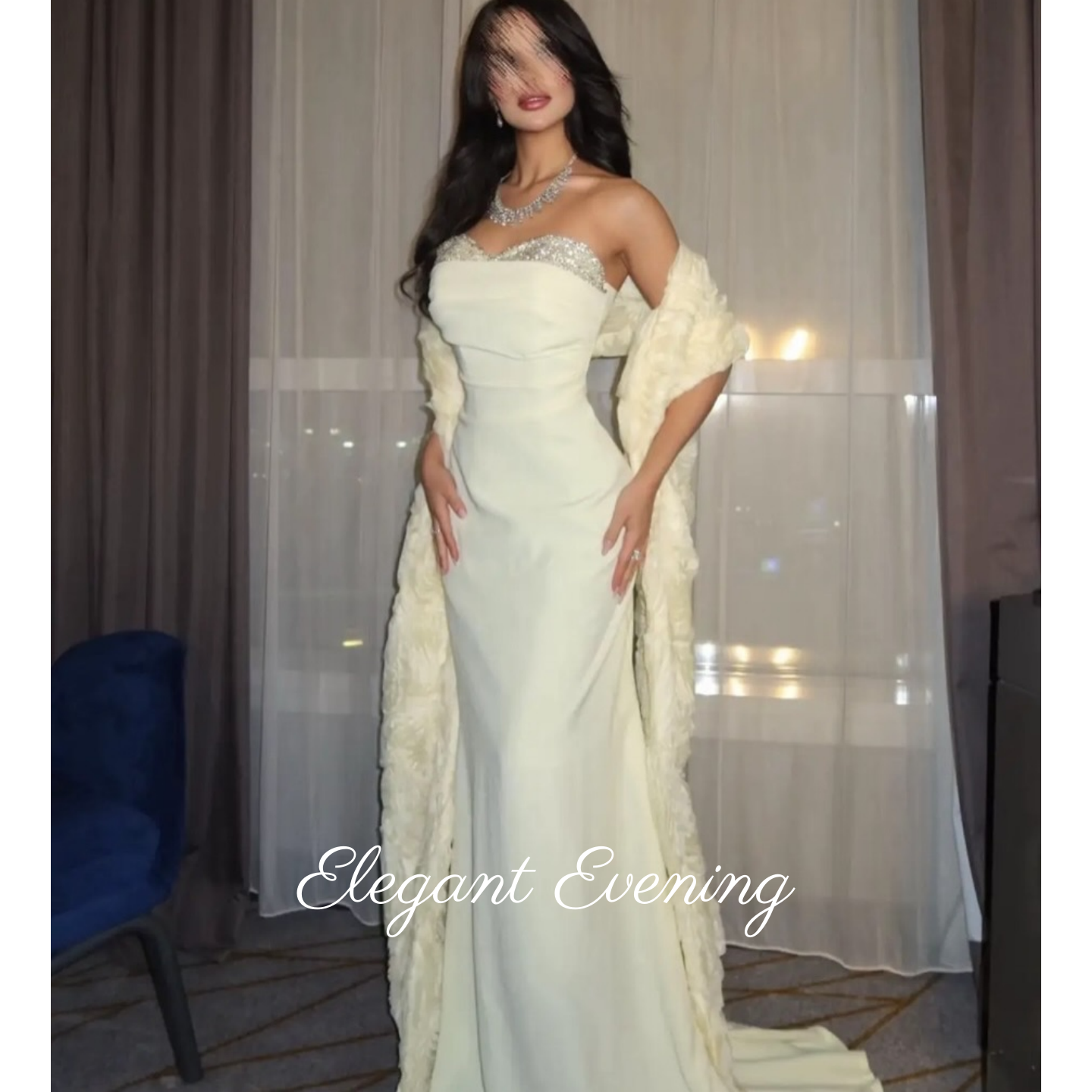 Elegant Vintage Evening Dress  - Embroidery Yellow Flower ulasan dan harga